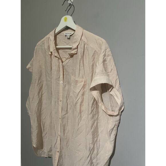Whistles‎ Blouse Size Large Pale Pink Lightweight Top Collared V Neck Pocket - Picture 4 of 8